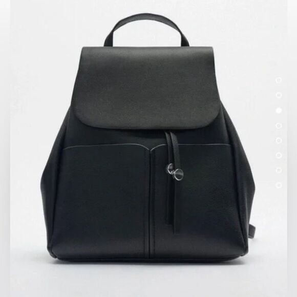NWOT Zara Collection black faux leather backpack purse main image 5